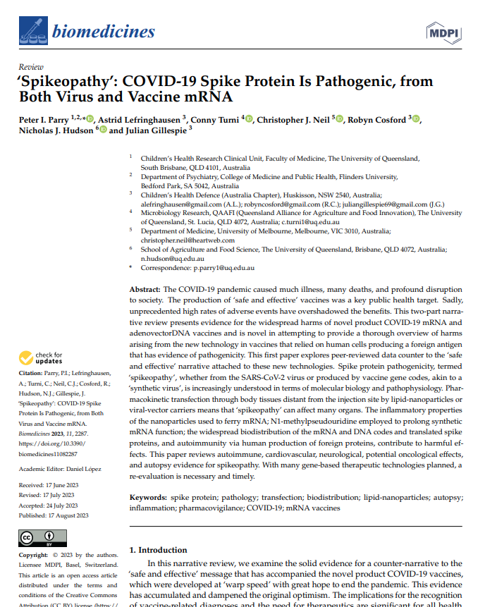‘Spikeopathy’: COVID-19 Spike Protein Is Pathogenic, from Both Virus and Vaccine mRNA